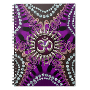 Silver Om Purple Eastern Sparkle Notebook