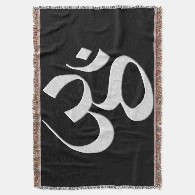 Silver Om  Throw Blanket (Front Vertical)