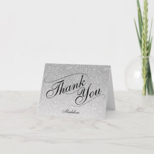 Silver Ombre Glitter Thank You Card