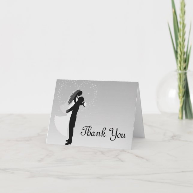 Silver Ombre Silhouette Thank You Card (Front)