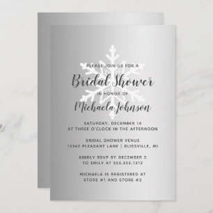 Silver Ombre Winter Snowflake Bridal Shower Invitation