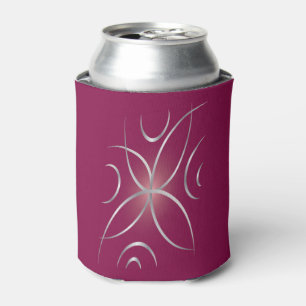 Silver on magenta can cooler