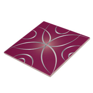 Silver on magenta ceramic tile