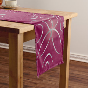 Silver on magenta long table runner
