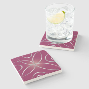 Silver on magenta stone coaster