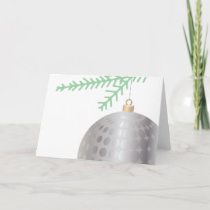 Silver on Silver Christmas Tree Ball Ornament Holiday Card