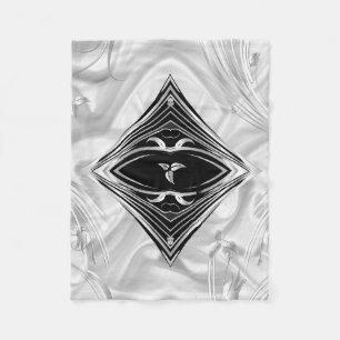 Silver or Abstract flowers on Black - Silk Fleece  Blanket