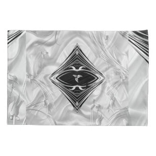 Silver or Abstract flowers on Black - Silk Pillowcase