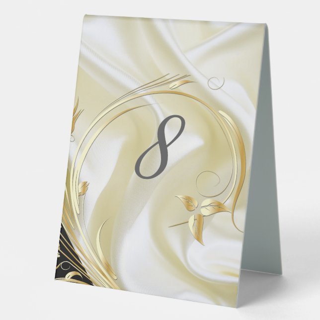 Silver or Gold Abstract flowers on - Silk  (Front)