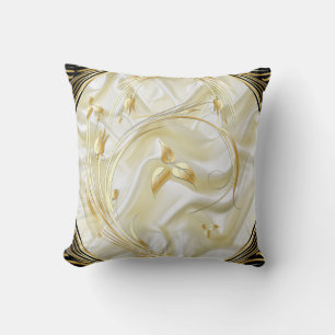 Silver or Gold Abstract flowers on - Silk & Art Cushion