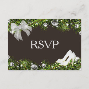Silver Ornament and Christmas Wedding RSVP Card