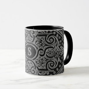 Silver Ornamental Monogrammed Mug