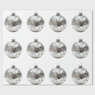 Silver Ornaments on White Wrapping Paper