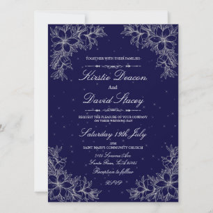 Silver Ornate Floral Wedding Invitation  