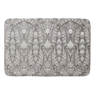 Silver Ornate Modern Bath Mat