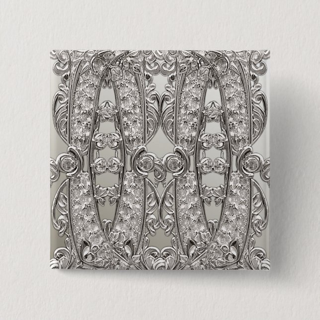 Silver Ornate Modern Button (Front)
