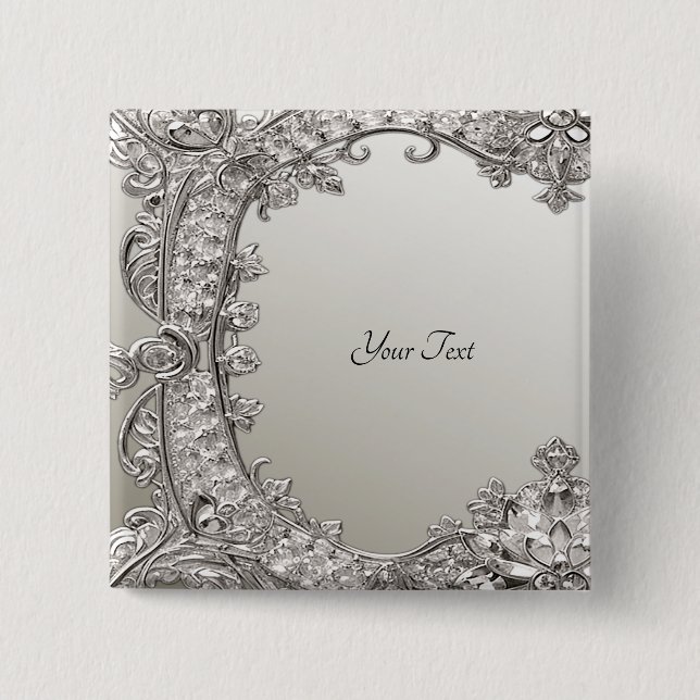 Silver Ornate Modern Button (Front)