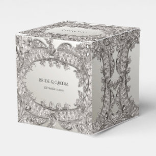 Silver Ornate Modern Favour Box