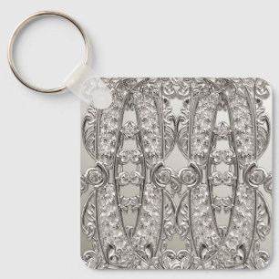 Silver Ornate Modern Keychain