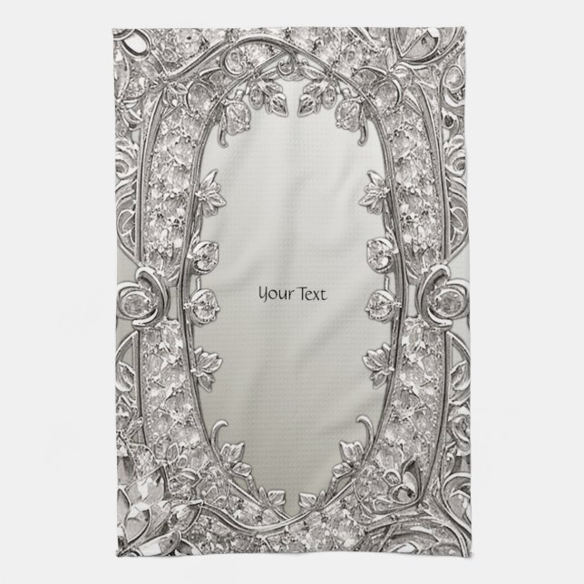 Silver Ornate Modern Kitchen Towels (Vertical)
