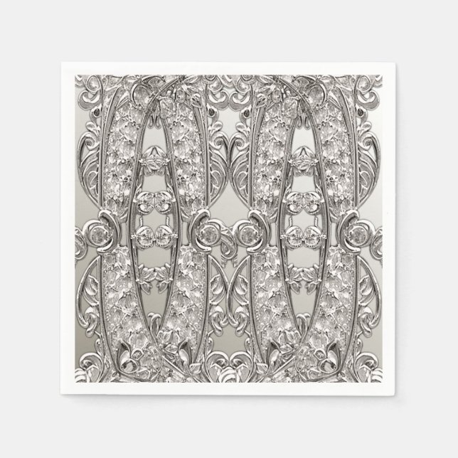Silver Ornate Modern Napkins (Front)