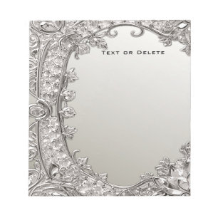Silver Ornate Modern Notepad