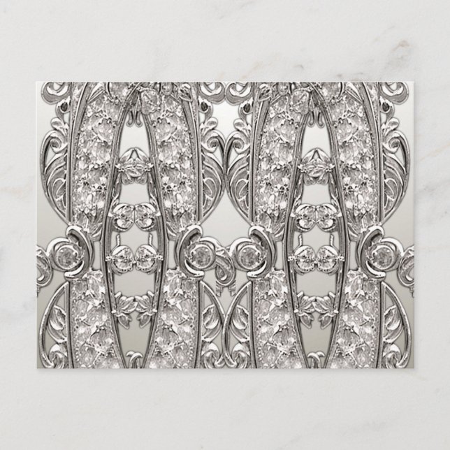 Silver Ornate Modern Postcard (Front)