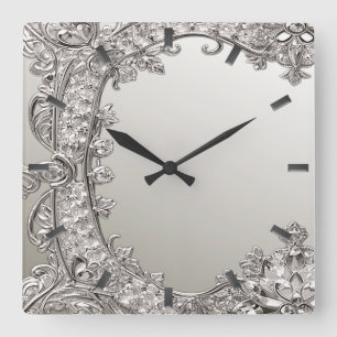 Silver Ornate Modern Wall Clock