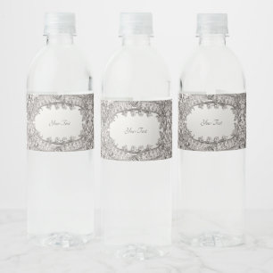 Silver Ornate Modern Water Bottle Label