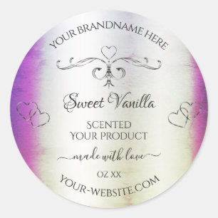 Silver Ornate Purple Shimmery Marble Product Label