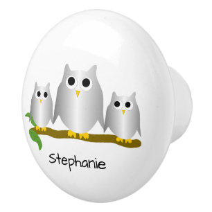 Silver Owl Design Personalised Ceramic Knob
