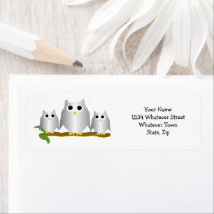 Silver Owls Design Return Address Label
