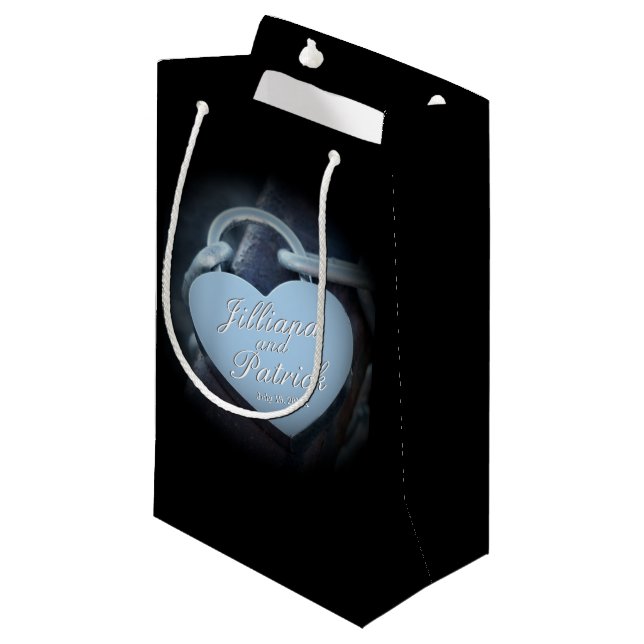Silver Padlock Lovers Specialised Overlay Small Gift Bag (Front Angled)
