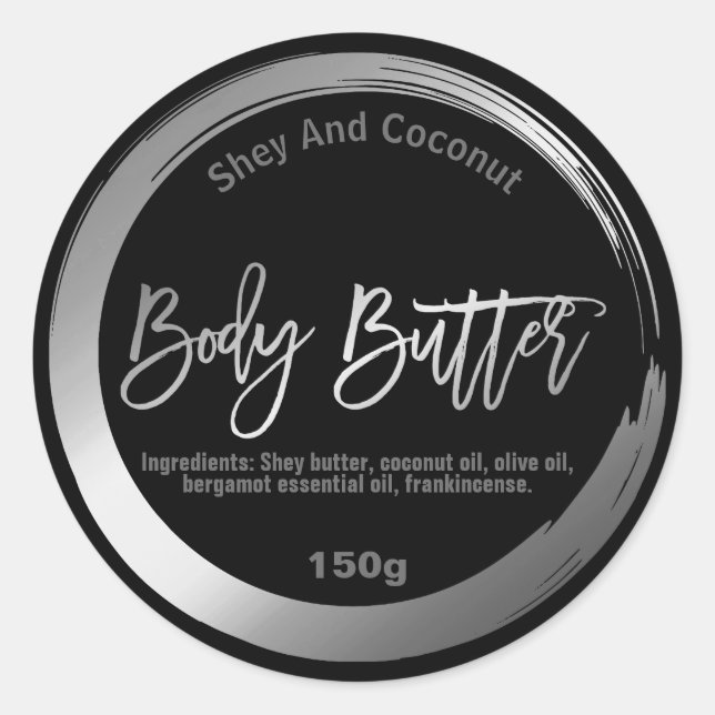 Silver Paint Black Body Butter Label (Front)