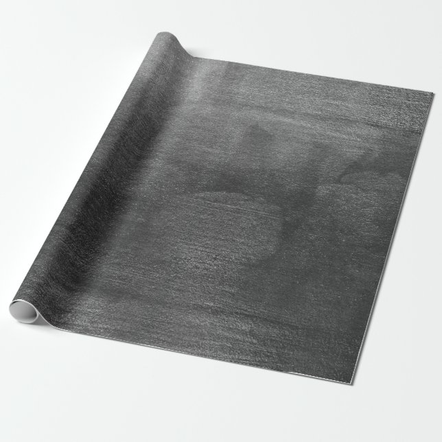 Silver Paint Industrial Black Graphite Abstract Wrapping Paper (Unrolled)