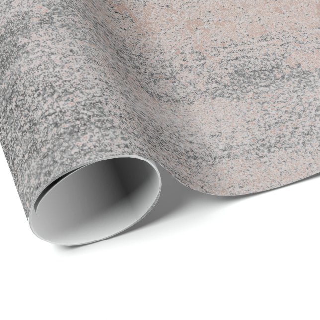 Silver Paint Industrial Cement Grey Rose Gold Wrapping Paper (Roll Corner)