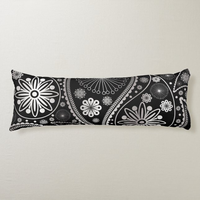 Silver paisley pattern body cushion (Front)