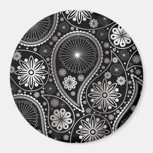 Silver paisley pattern magnet