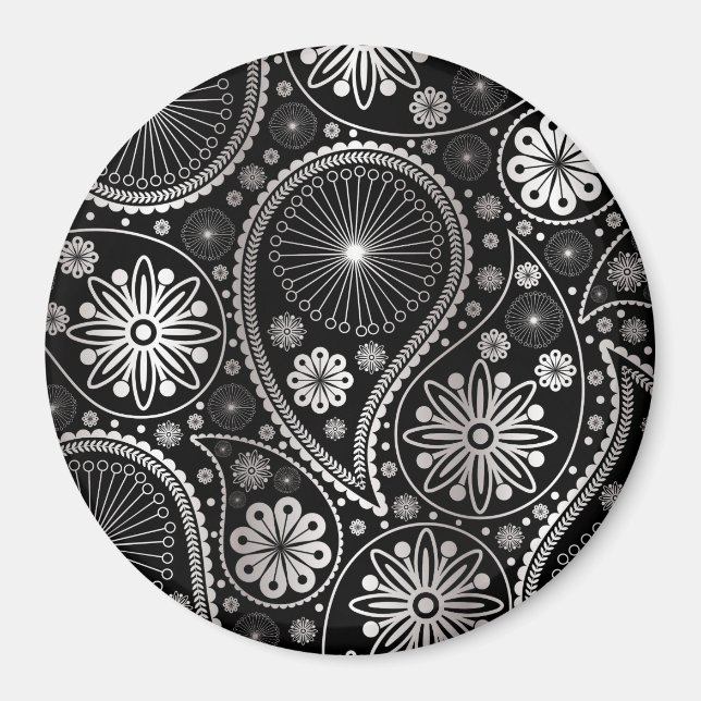 Silver paisley pattern magnet (Front)