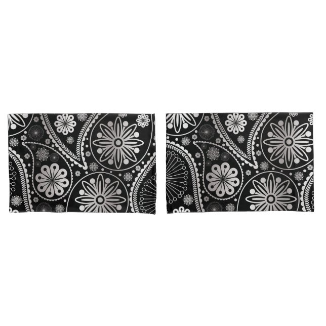 Silver paisley pattern pillowcase (Front-Set)