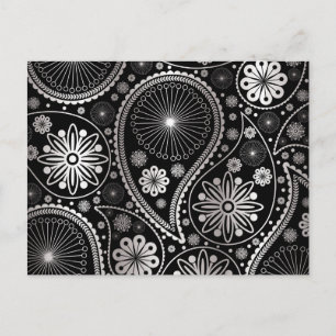 Silver paisley pattern postcard