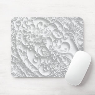 Silver Paper Quilling Daisy Design Mouse Pad