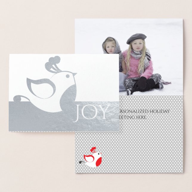 Silver Partridge Joy Photo Christmas Card (Display)