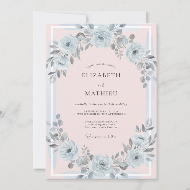 Silver Pastel Painted Wedding Invitation (Front)