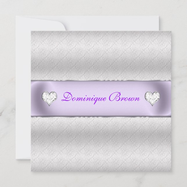 Silver Patterned Princess Invite (Front)