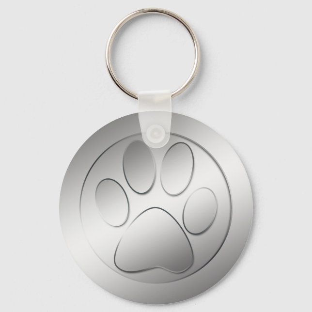 SILVER PAW PRINT KEY RING (Front)