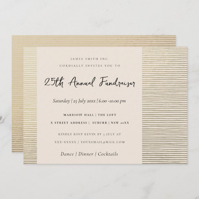SILVER PEACH SKETCH STRIPED LINE CORPORATE EVENT INVITATION (Front/Back)