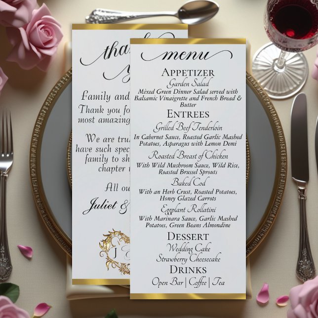 Silver Pearl/Gold - Monogram & Thank You Menu (Creator Uploaded)