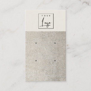 Silver Pearl Leather Texture Earring Display Business Card