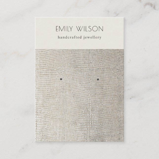 Silver Pearl Leather Texture Earring Display Business Card (Front)